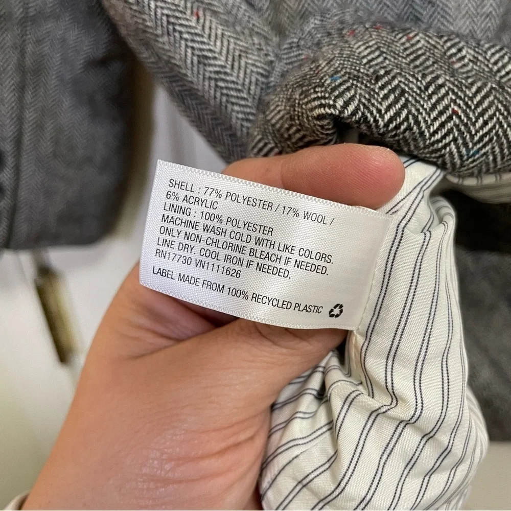A New Day Women Gray Herringbone Single Breasted One Button Blazer Jacket 8